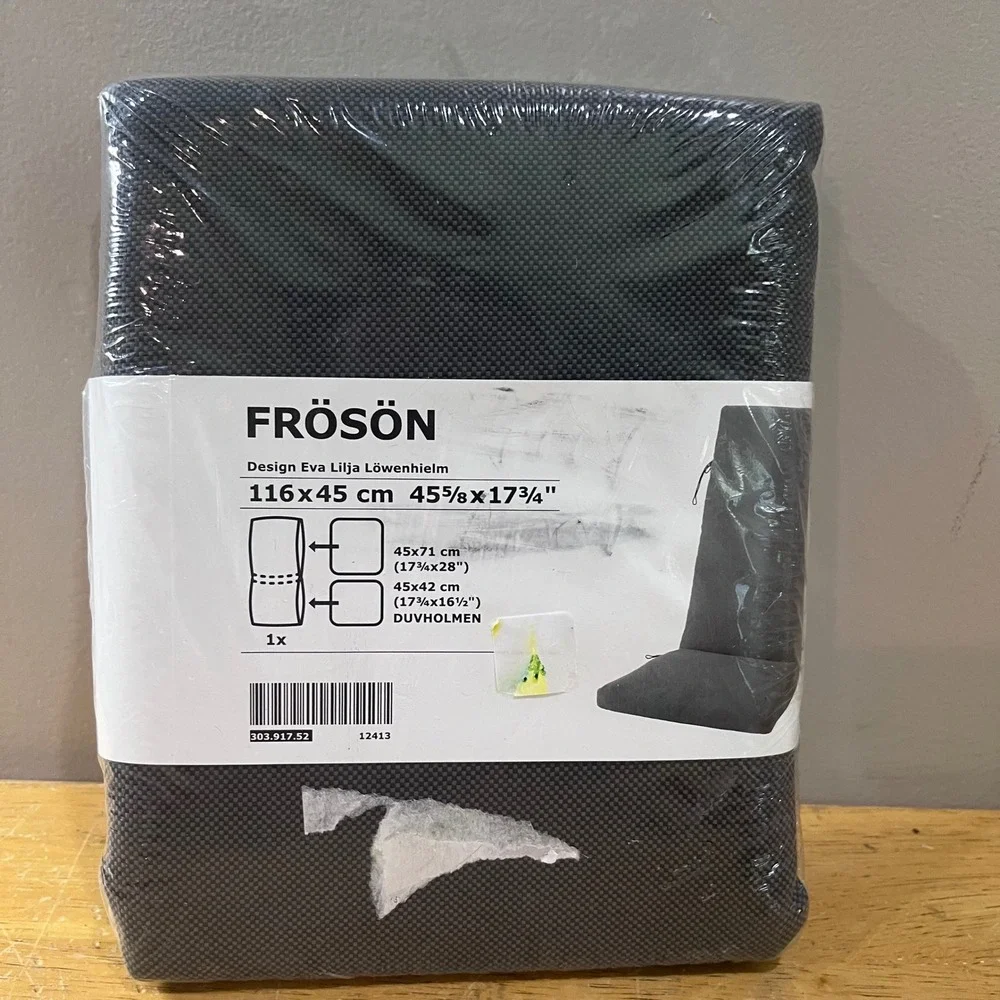 IKEA FRÖSÖN Chair Cushion Cover Dark Gray 45 5/8x17 3/4